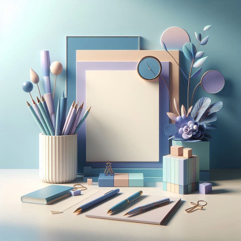 About_Memo_Page The image featuring a desk with memo pad and pens, embracing the vibrant yet serene vibe with touches of periwinkle