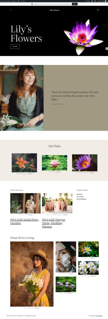 Lily's Flowers WordPress Site